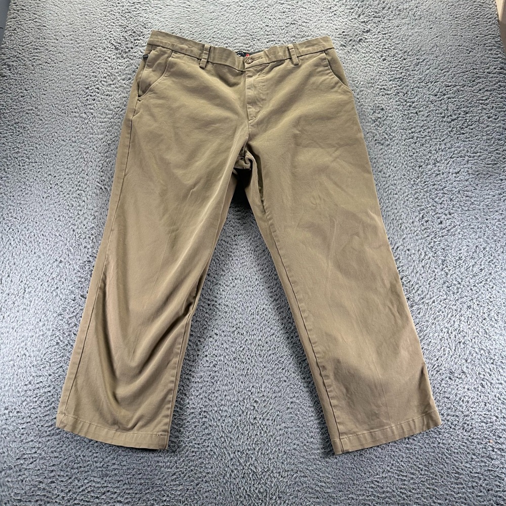 Dockers Workday Pant Men's 36x27 Brown Cotton Khakis Straight Classic Stretch